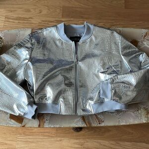 🩶 Silver Eloquii Bomber Jacket 🩶 - Brand New! W/Tags